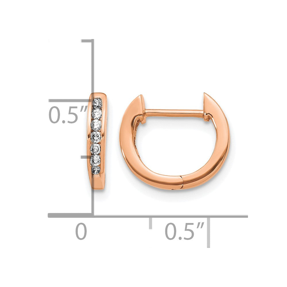 14k Rose Gold 1/8 carat Lab Grown Diamond VS/SI+ G+ Complete Hinged Hoop Earrings