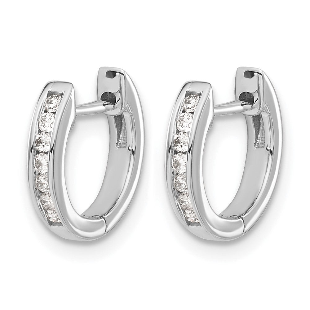 14k White Gold 1/6 carat Diamond Channel-set Hinged Hoop Earrings