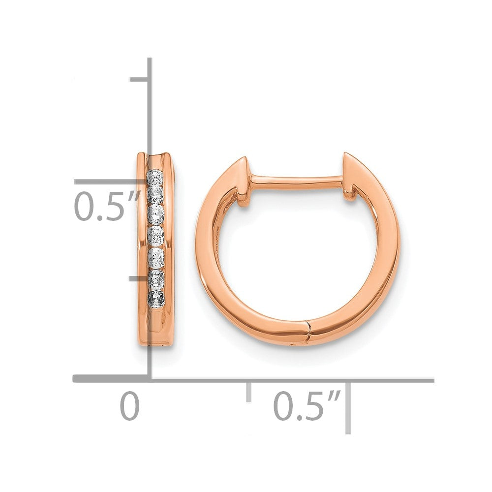 14k Rose Gold 1/5 carat Diamond Channel-set Hinged Hoop Earrings