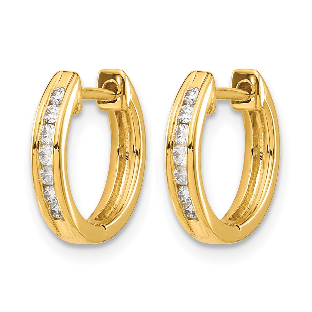 14k 1/5 carat Diamond Channel-set Hinged Hoop Earrings