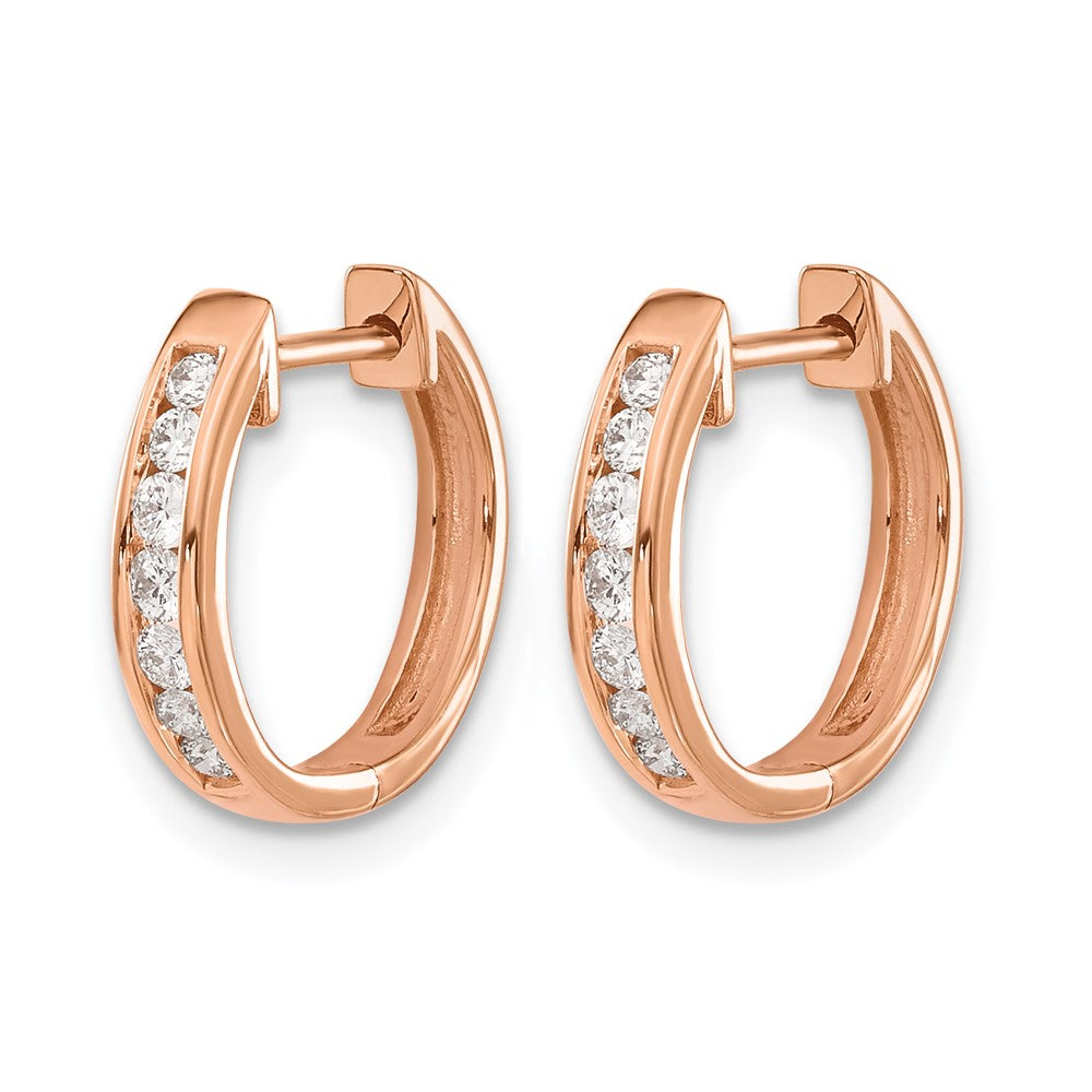 14k Rose Gold 1/4 carat Lab Grown Diamond VS/SI+ G+ Complete Hinged Hoop Earrings