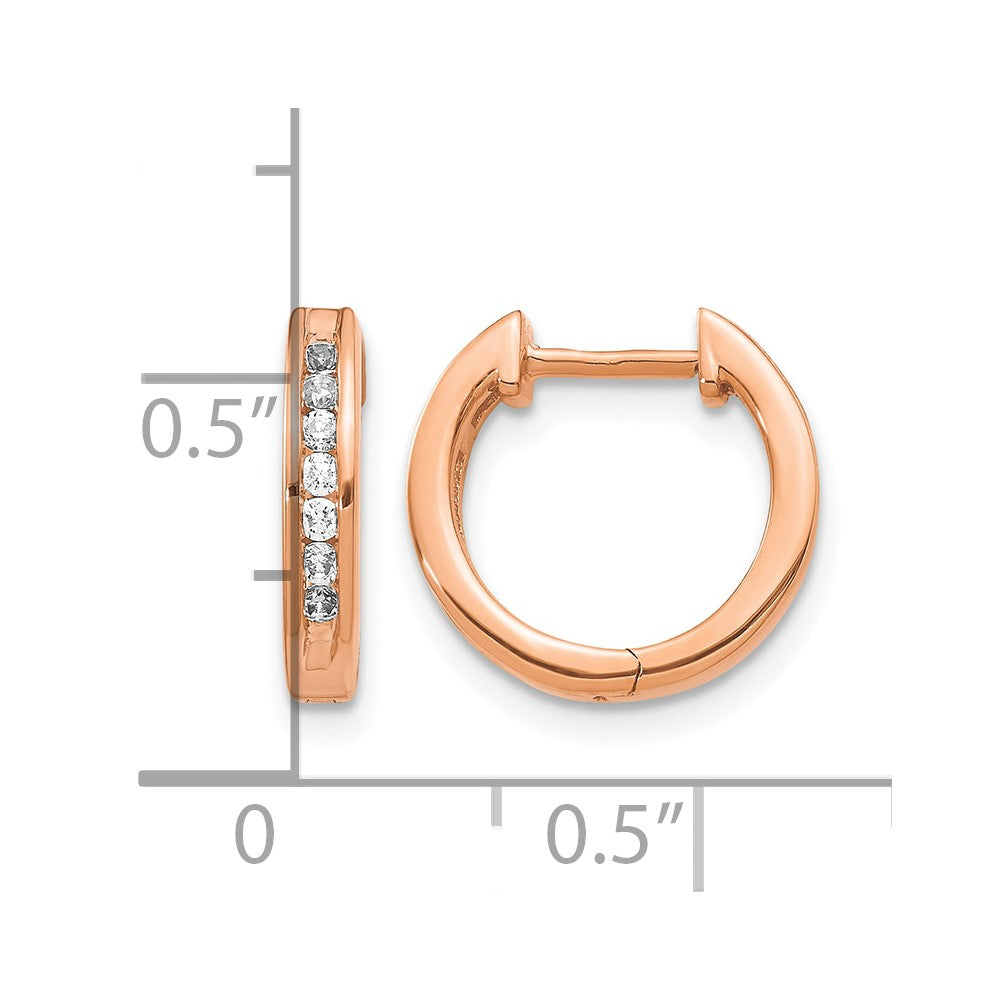 14k Rose Gold 1/4 carat Lab Grown Diamond VS/SI+ G+ Complete Hinged Hoop Earrings