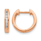 14k Rose Gold 1/4 carat Diamond Channel-set Hinged Hoop Earrings