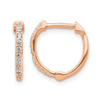 14k Rose Gold 1/5 carat Diamond Hinged Hoop Earrings
