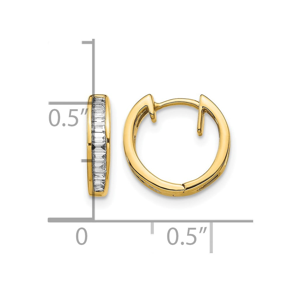 14k 1/4 carat Baguette Diamond Channel-set Hinged Hoop Earrings