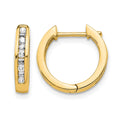 14k 1/4 carat Round/Baguette Diamond Channel-set Hinged Hoop Earrings