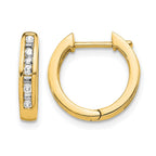 14k 1/4 carat Round/Baguette Diamond Channel-set Hinged Hoop Earrings