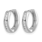 14k White Gold 1/10 carat Diamond Channel-set Hinged Hoop Earrings