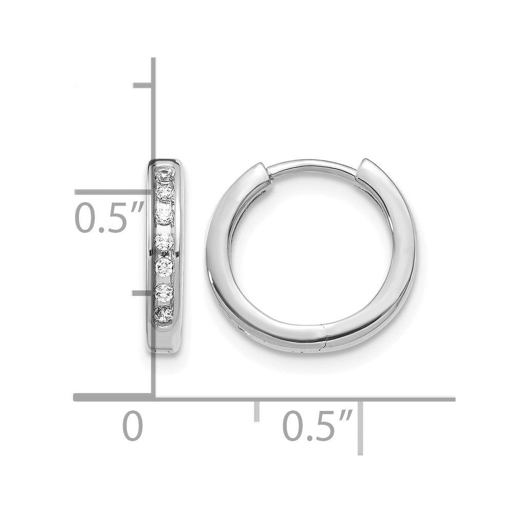 14k White Gold 1/10 carat Diamond Channel-set Hinged Hoop Earrings