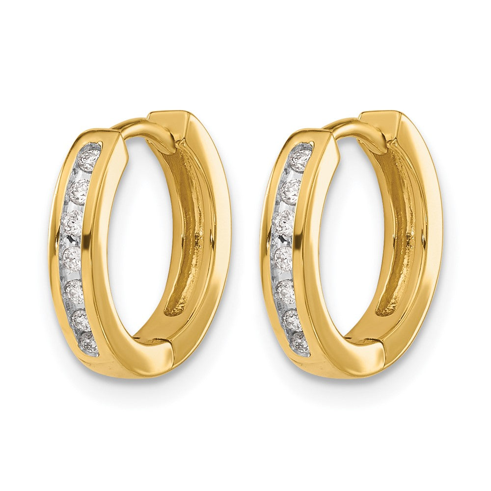 14k 1/10 carat Diamond Channel-set Hinged Hoop Earrings