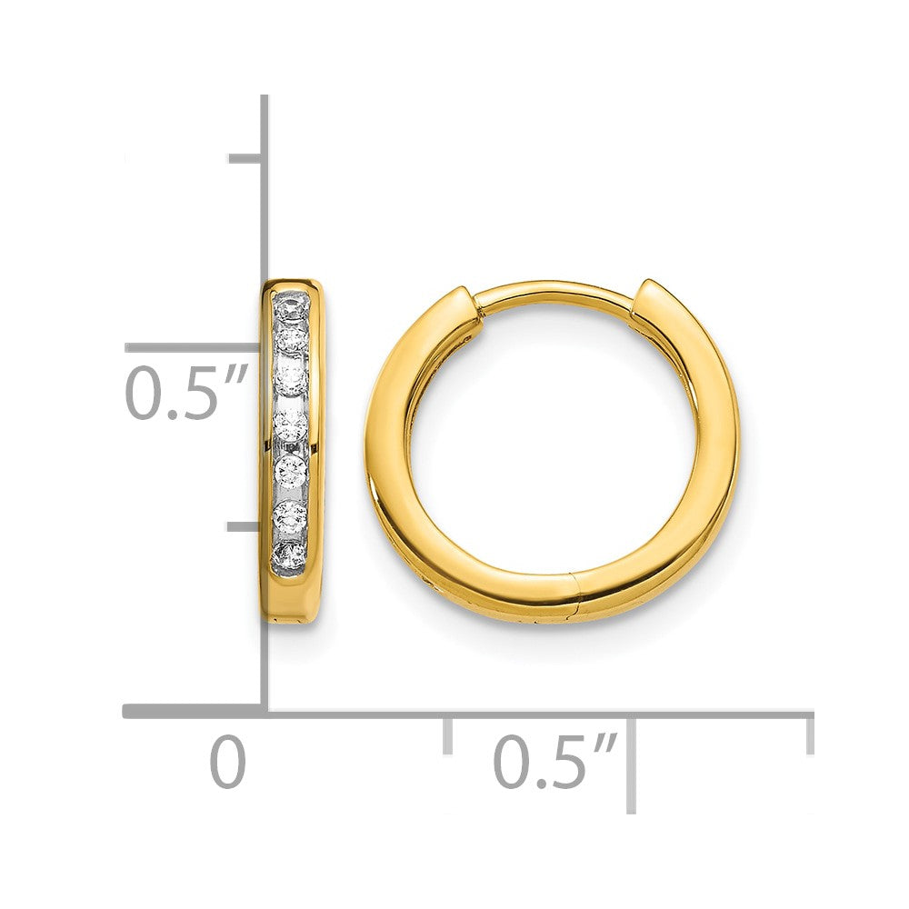 14k 1/10 carat Diamond Channel-set Hinged Hoop Earrings