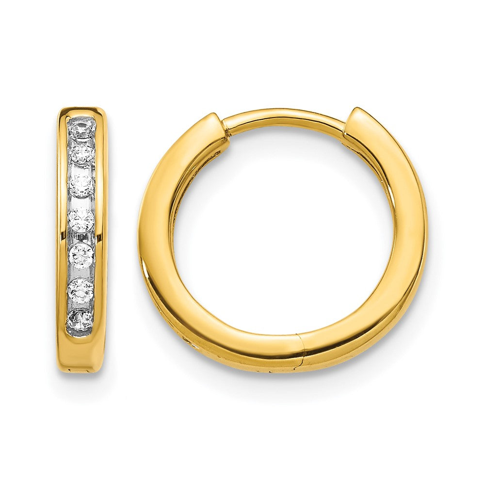 14k 1/10 carat Diamond Channel-set Hinged Hoop Earrings