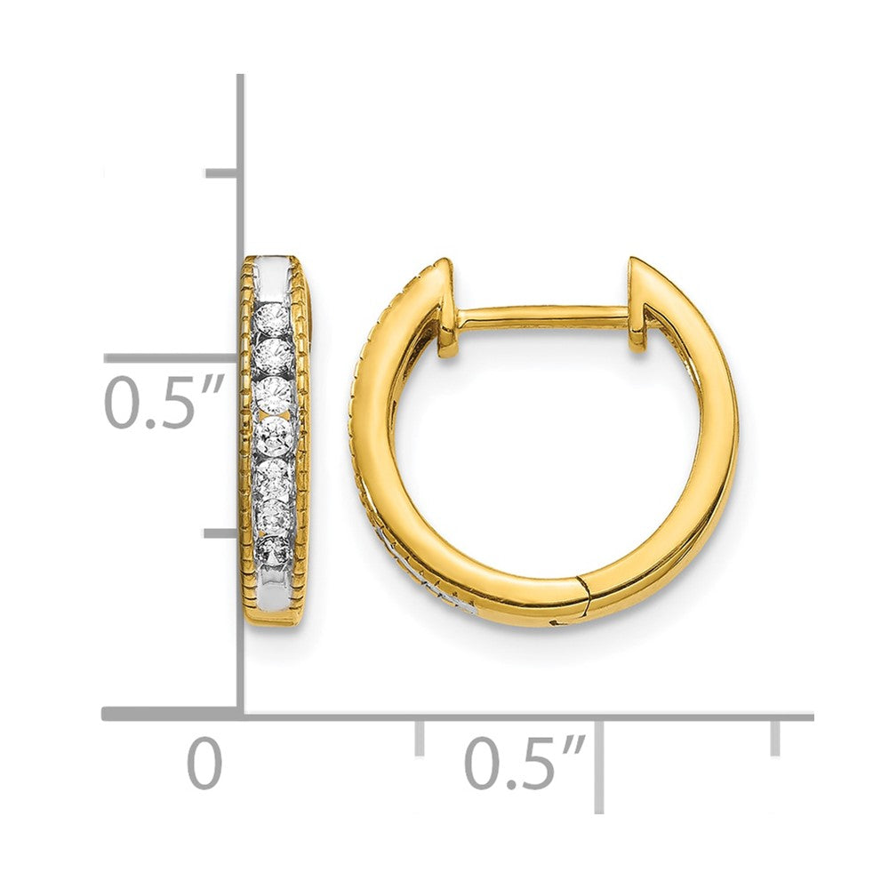 14k 1/5 carat Diamond Channel-set Hinged Hoop Earrings