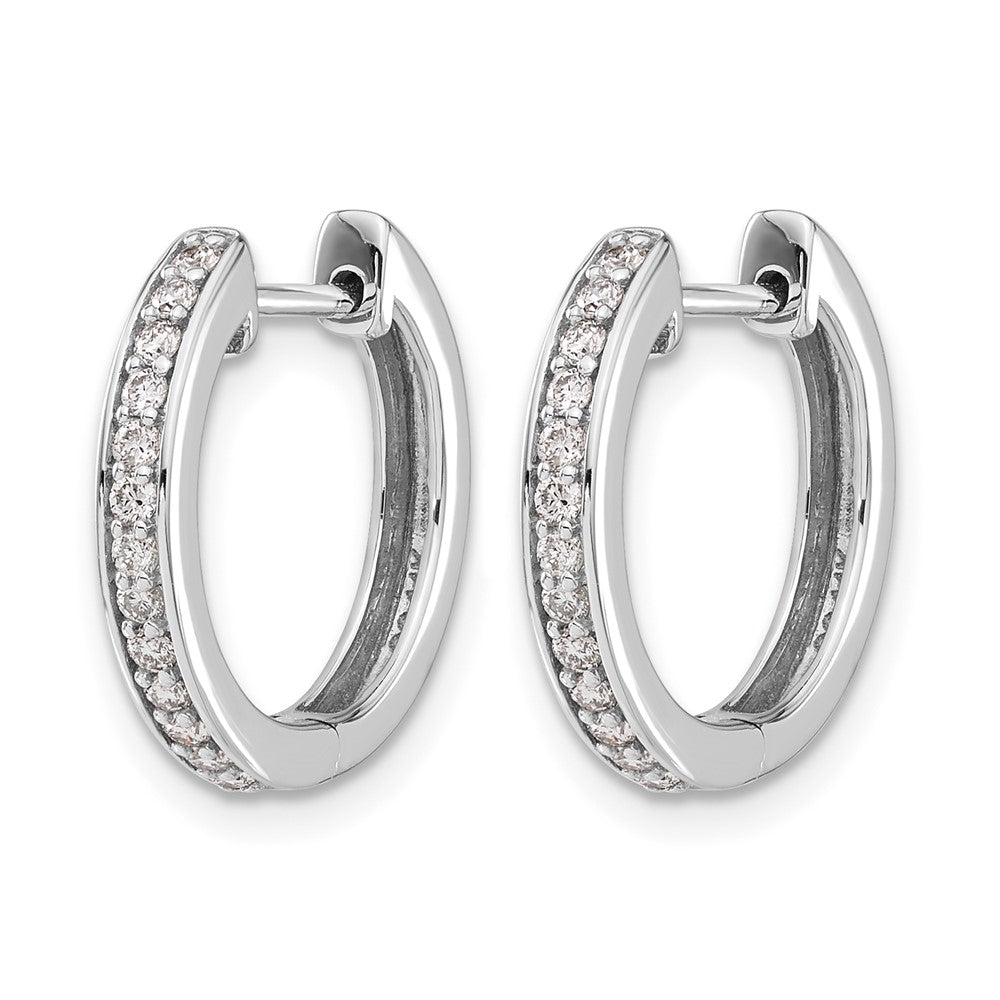 14k White Gold 1/3 carat Diamond Complete Hinged Hoop Earrings