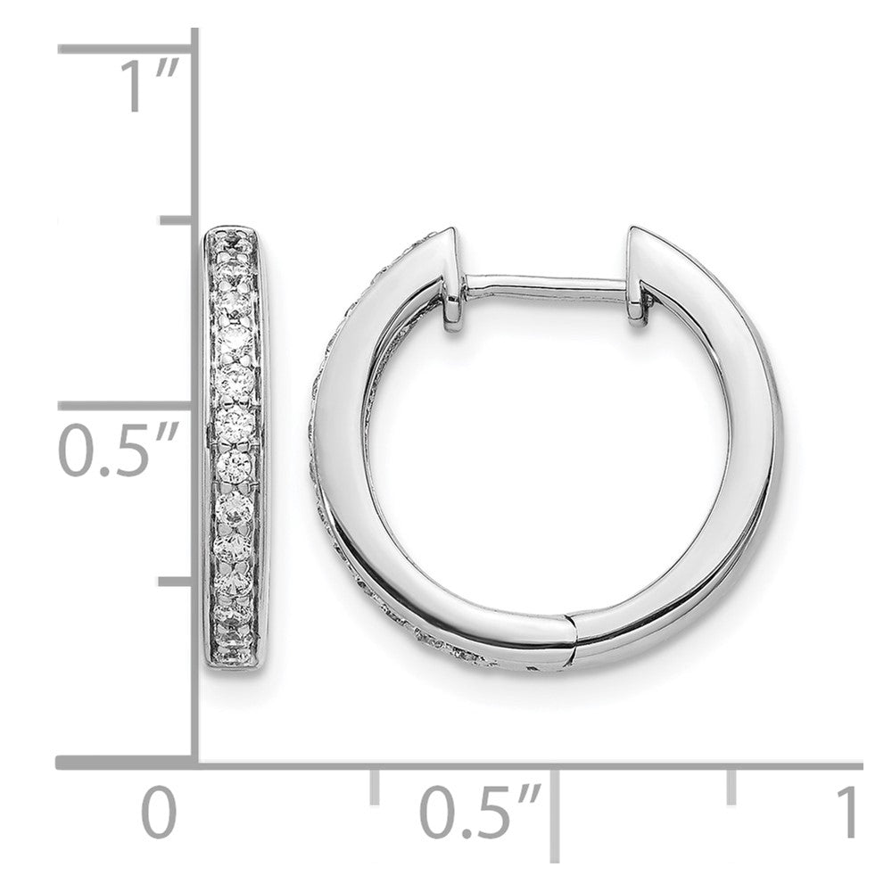 14k White Gold 1/3 carat Diamond Complete Hinged Hoop Earrings