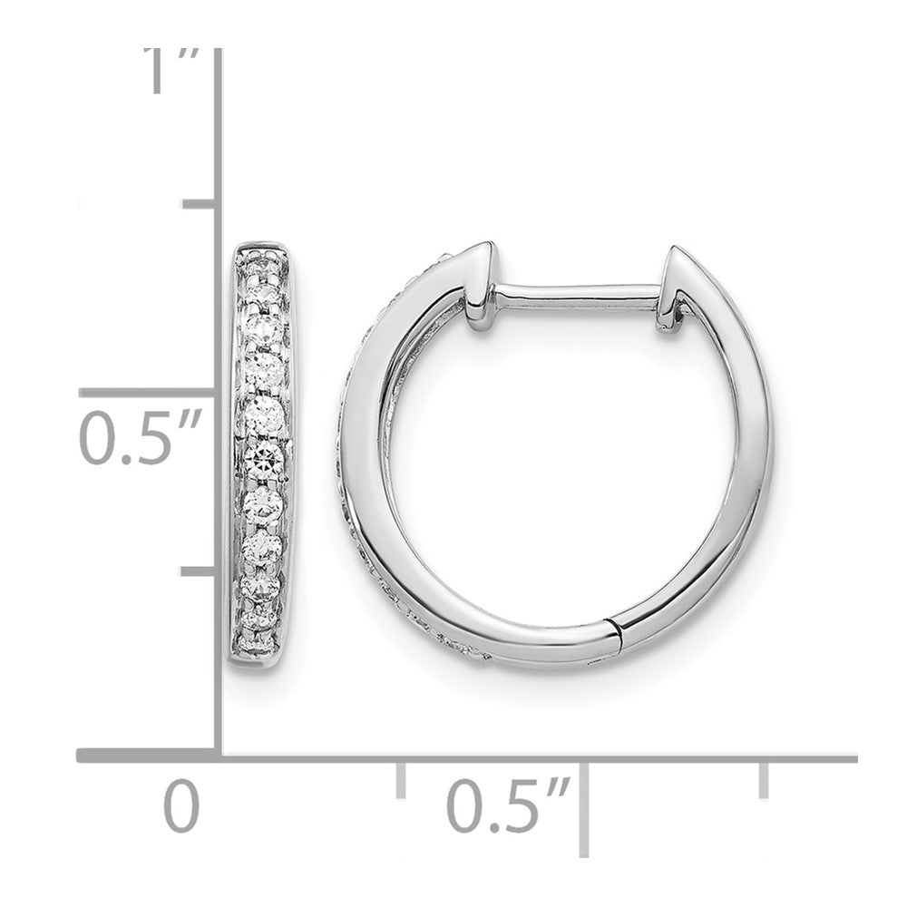 14k White Gold 1/4 carat Diamond Complete Hinged Hoop Earrings