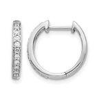 14k White Gold 1/4 carat Diamond Complete Hinged Hoop Earrings