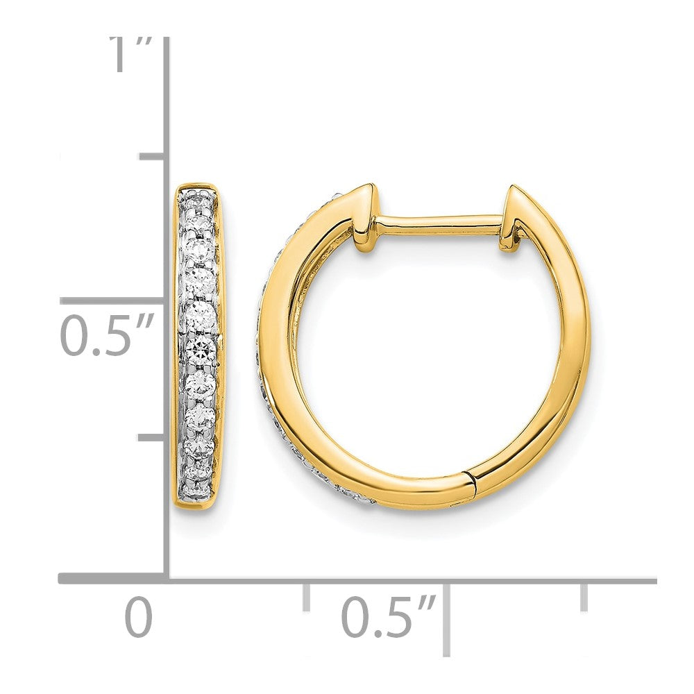 14k 1/4 carat Diamond Complete Hinged Hoop Earrings
