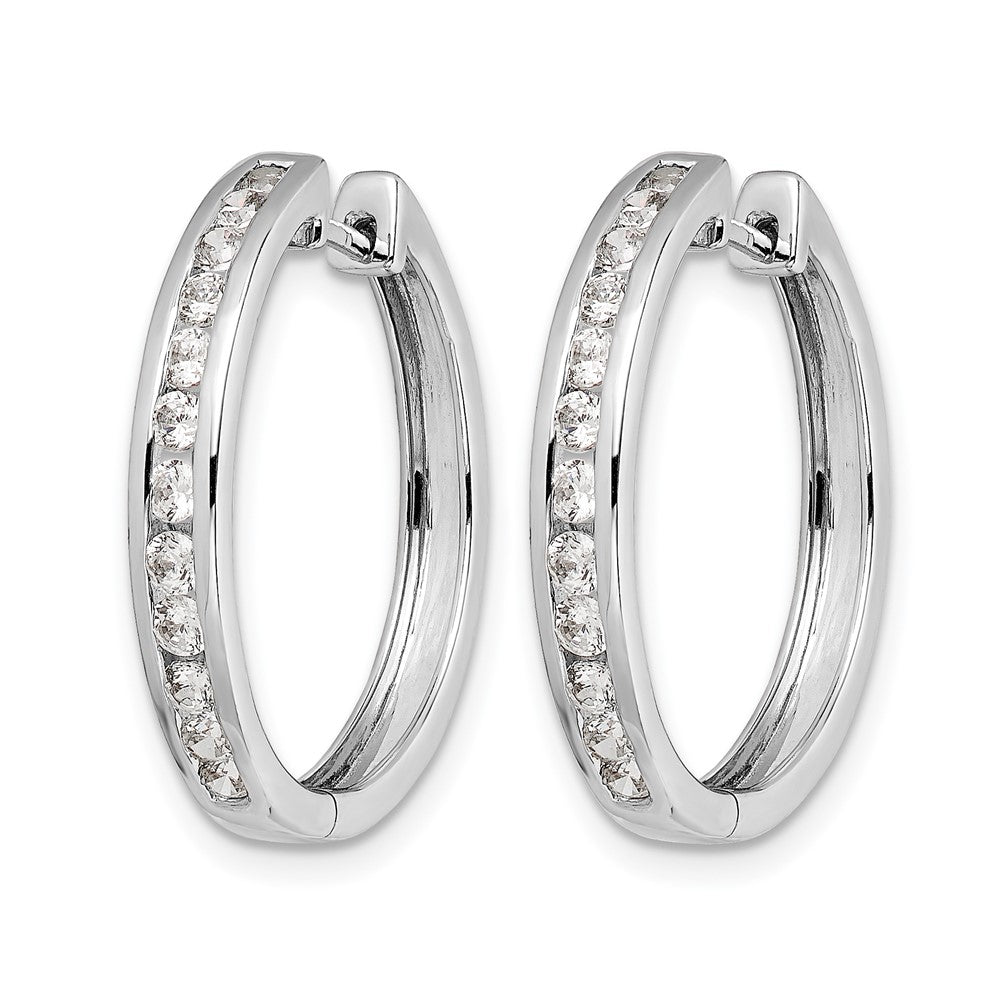 14k White Gold 1/2 carat Diamond Channel-set Hinged Hoop Earrings