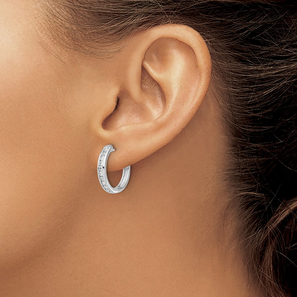 14k White Gold 3/8 carat Lab Grown Diamond VS/SI+ G+ Complete Hinged Hoop Earrings