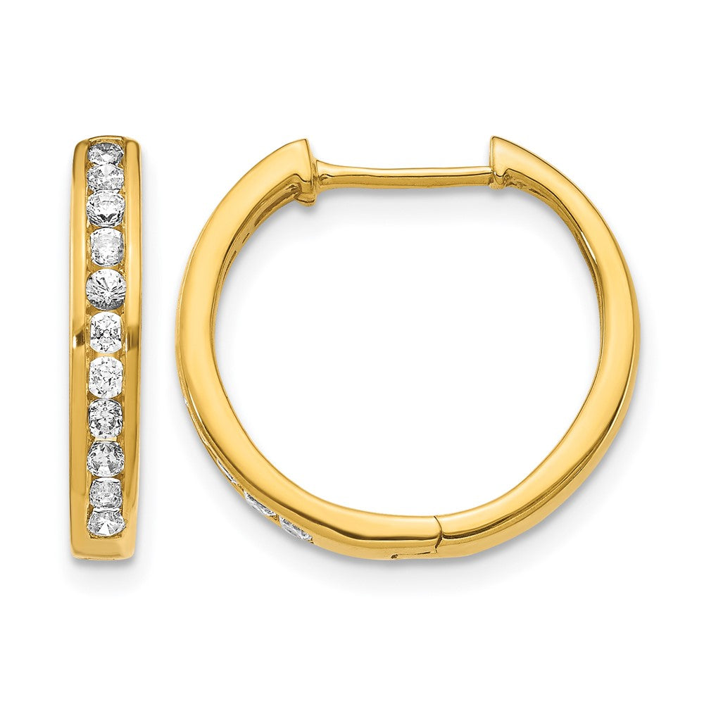 14k 1/2 carat Diamond Channel-set Hinged Hoop Earrings