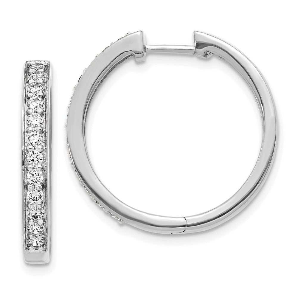 14k White Diamond Hoop Earrings
