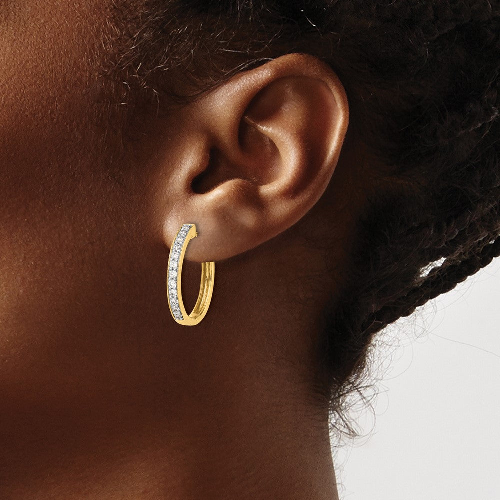 14k 3/4 carat Diamond Hinged Hoop Earrings