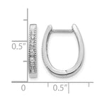 14k White Gold 1/4 carat Round/Baguette Diamond Oval Hinged Hoop Earrings