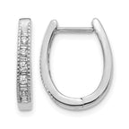 14k White Gold 1/4 carat Round/Baguette Diamond Oval Hinged Hoop Earrings