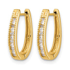 14k 1/4 carat Round/Baguette Diamond Oval Hinged Hoop Earrings