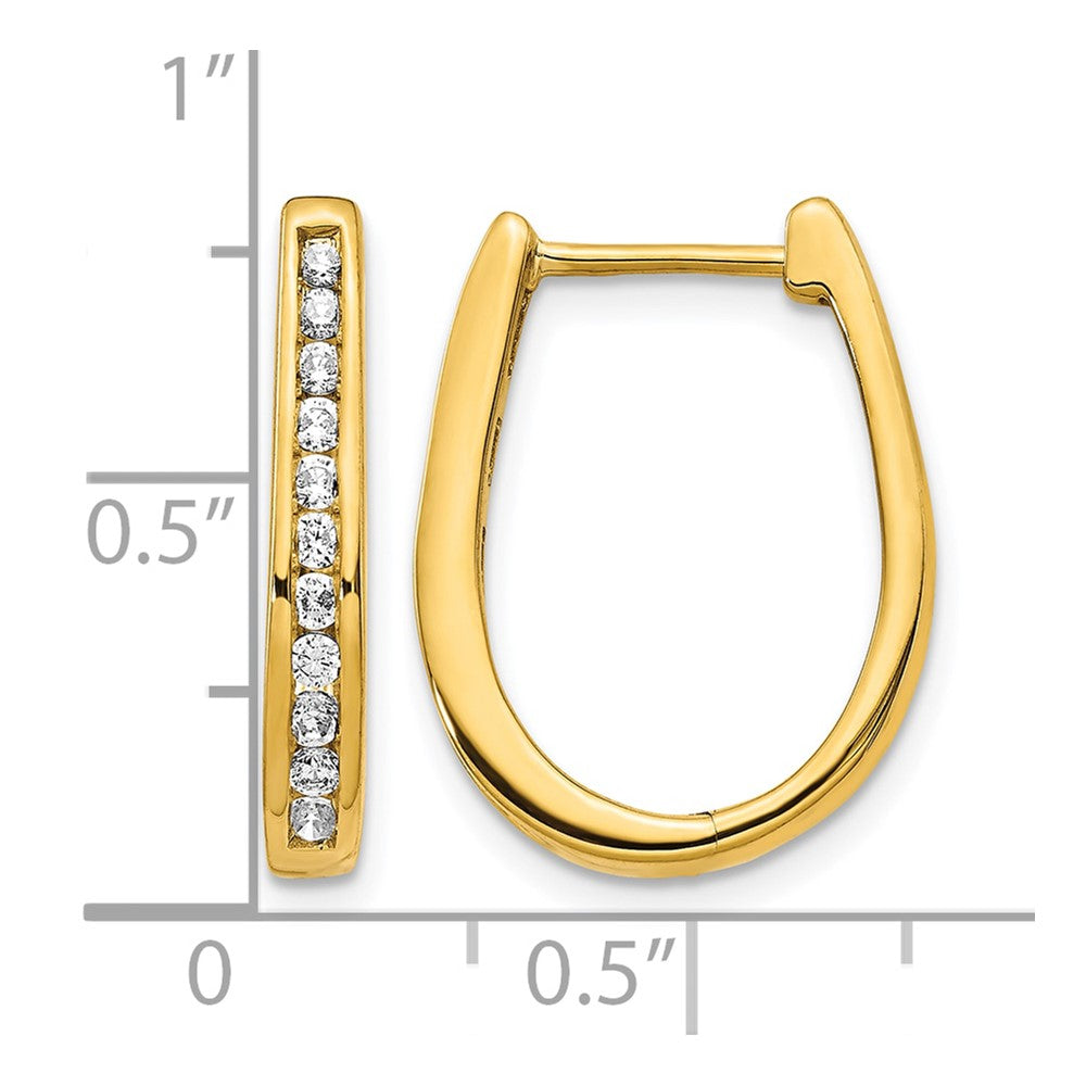 14k 1/2 carat Diamond Channel-set Oval Hinged Hoop Earrings