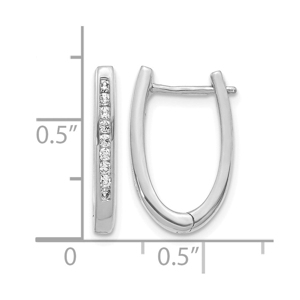 14k White Gold 1/4 carat Diamond Channel-set Oval Hinged Hoop Earrings