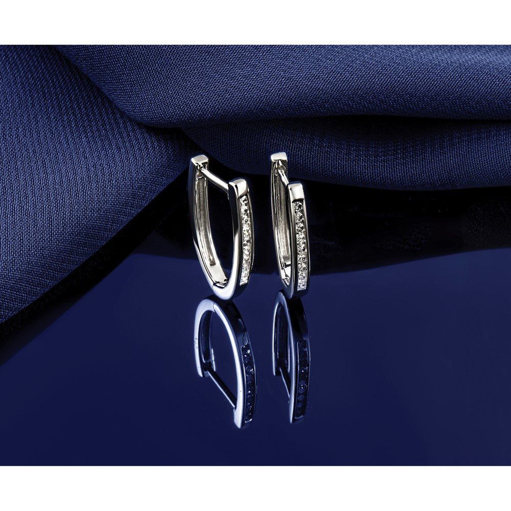 14k White Gold 1/4 carat Lab Grown Diamond VS/SI+ G+ Complete Hinged Hoop Earrings