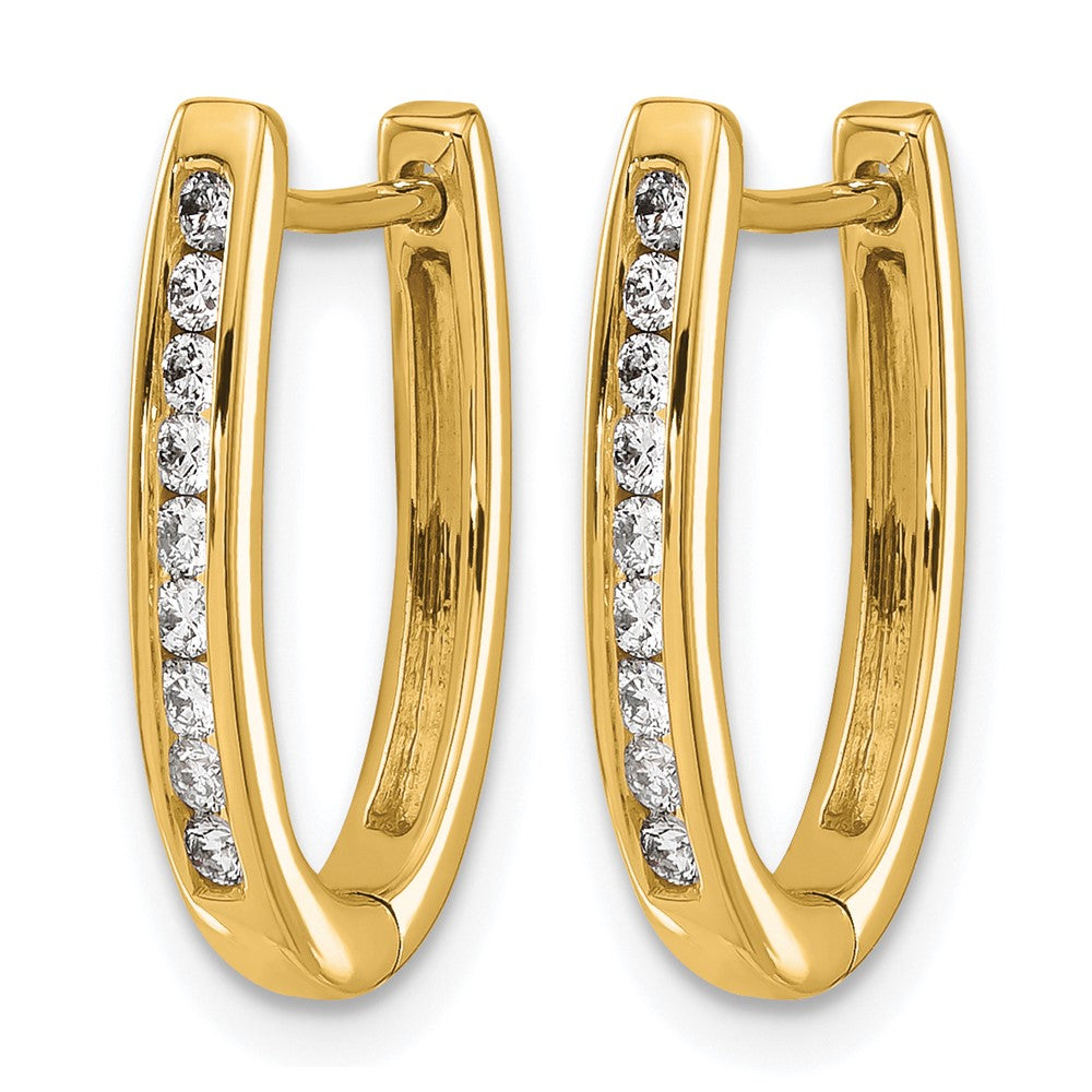 14k 1/4 carat Diamond Channel-set Oval Hinged Hoop Earrings