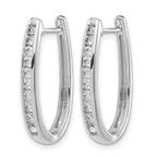 14k White Gold 3/4 carat Diamond Channel-set Oval Hinged Hoop Earrings