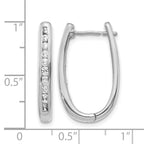 14k White Gold 3/4 carat Diamond Channel-set Oval Hinged Hoop Earrings