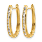 14k 3/4 carat Diamond Channel-set Oval Hinged Hoop Earrings