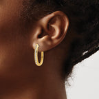 14k 3/4 carat Diamond Channel-set Oval Hinged Hoop Earrings