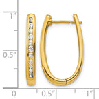 14k 3/4 carat Diamond Channel-set Oval Hinged Hoop Earrings