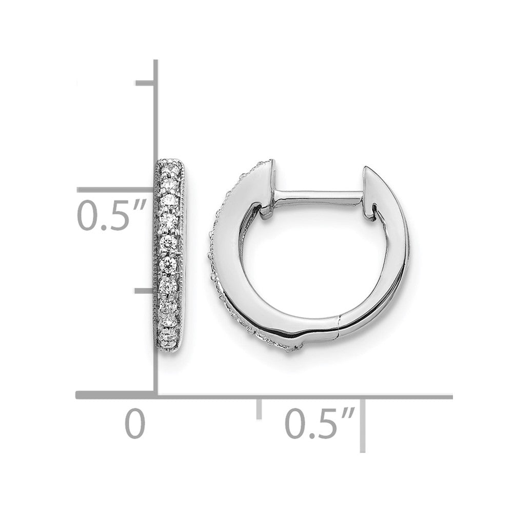 14k White Gold 1/8 carat Diamond Hinged Hoop Earrings