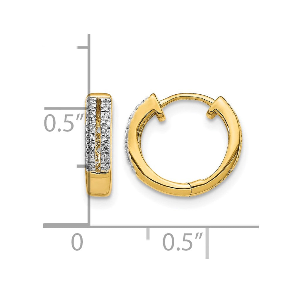 14k 2-row 1/10 carat Diamond Hinged Round Hoop Earrings