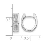 14k White Gold 1/4 carat Diamond Pave Small Hinged Oval Hoop Earrings
