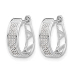 14k White Gold 1/5 carat Diamond Pave Hinged Oval Hoop Earrings