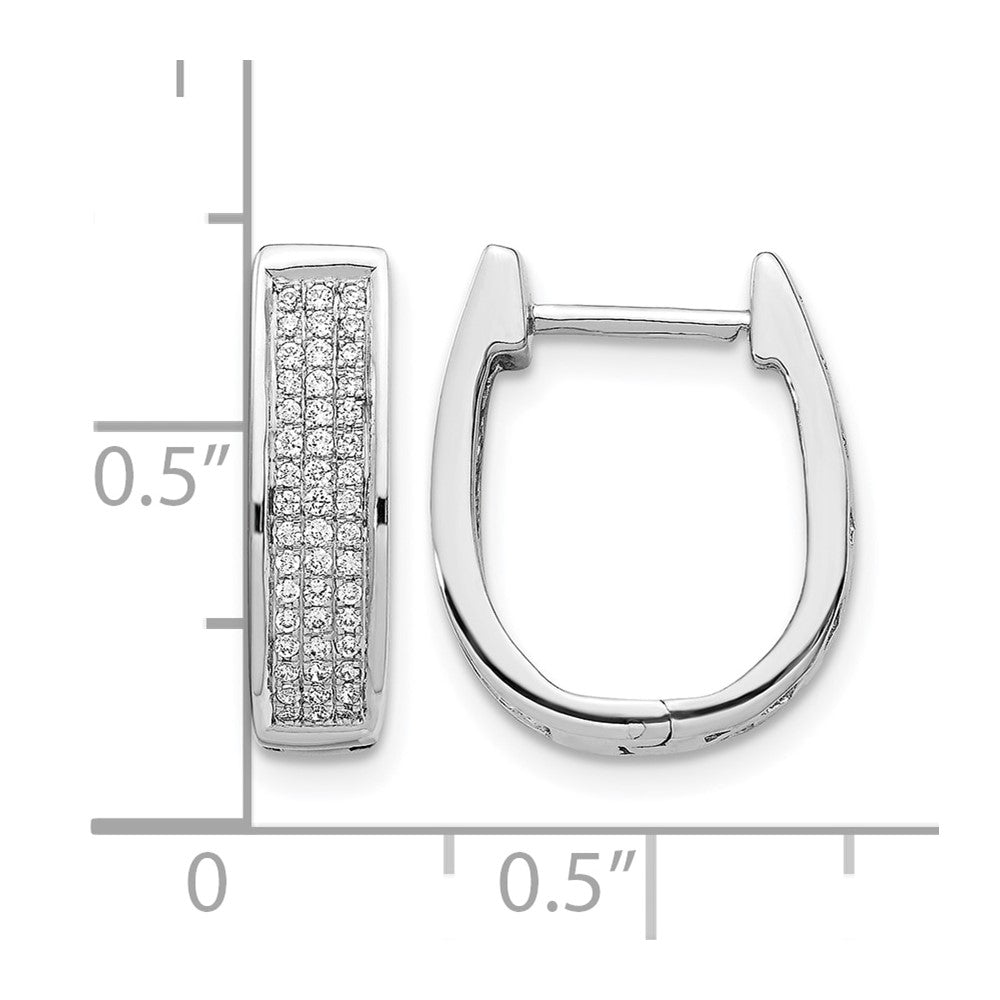 14k White Gold 1/3 carat Diamond Pave Medium Hinged Oval Hoop Earrings