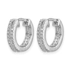 14k White Gold 2-row 1/6 carat Diamond Hinged Round Hoop Earrings