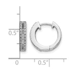 14k White Gold 2-row 1/6 carat Diamond Hinged Round Hoop Earrings