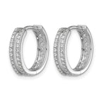 14k White Gold 2-row 1/4 carat Diamond Hinged Round Hoop Earrings