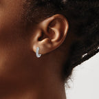 14k White Gold 2-row 1/6 carat Diamond Hinged Hoop Earrings