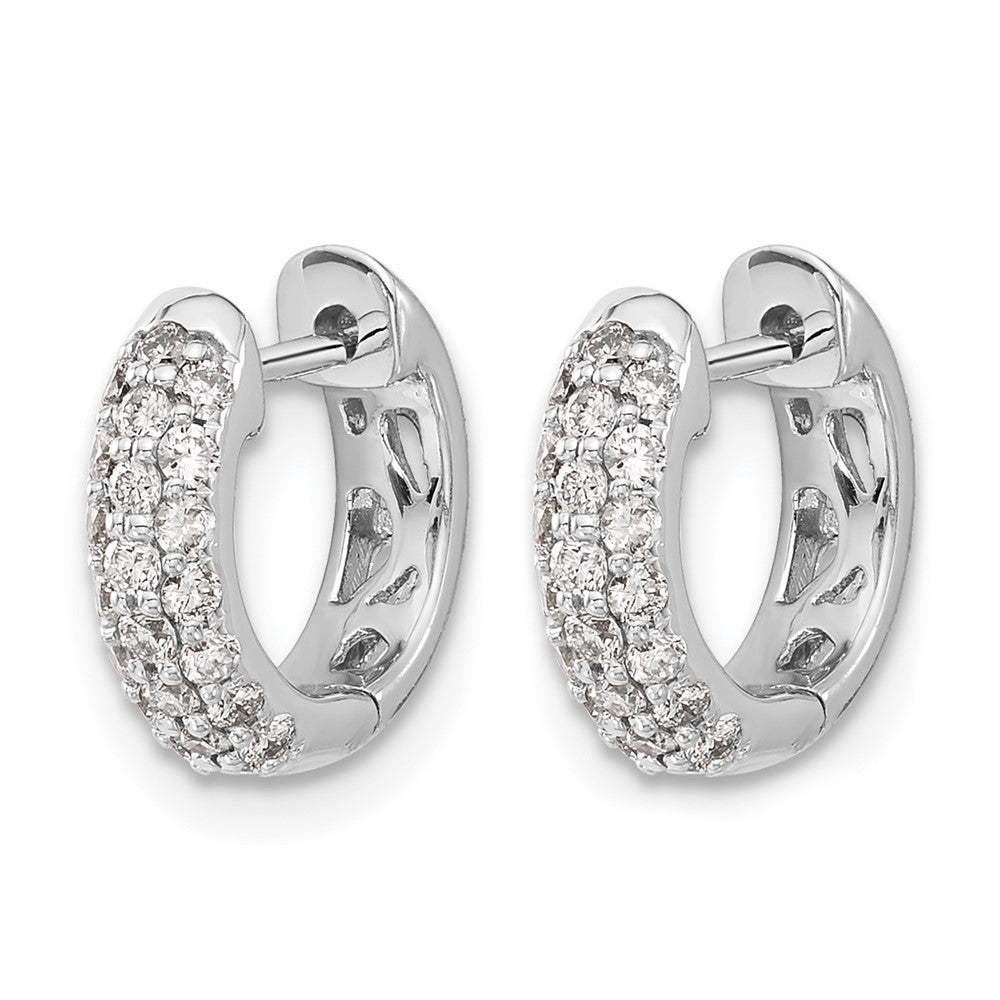 14k White Gold 1/2 carat Diamond Pave Hinged Hoop Earrings