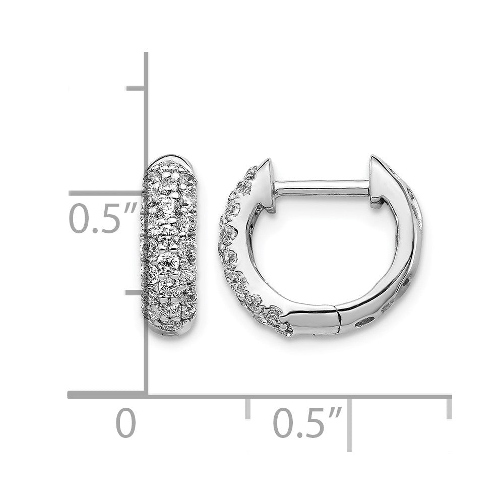 14k White Gold 1/2 carat Diamond Pave Hinged Hoop Earrings